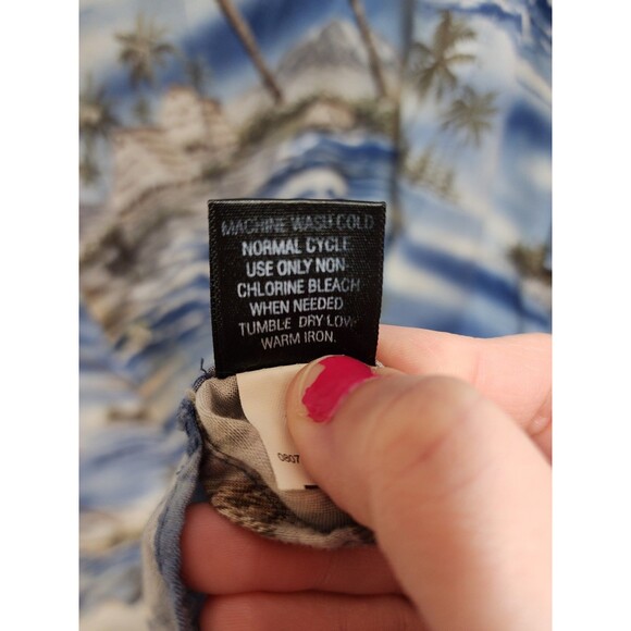 CROFT & BARROW MENS XL BLUE PALM TREE SHIRT VTG VACATION TROPICAL BEACH PARADISE - Picture 12 of 15